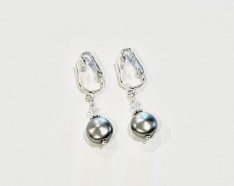 Swarovski coin pearl “pierced-look” clip-on earrings