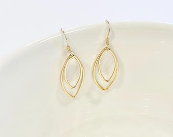 Gold-filled marquise-shaped earrings