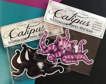 catipus sticker, laptop sticker, vinyl sticker, funny sticker,  water bottle sticker, octopus sticker, cat lover gift