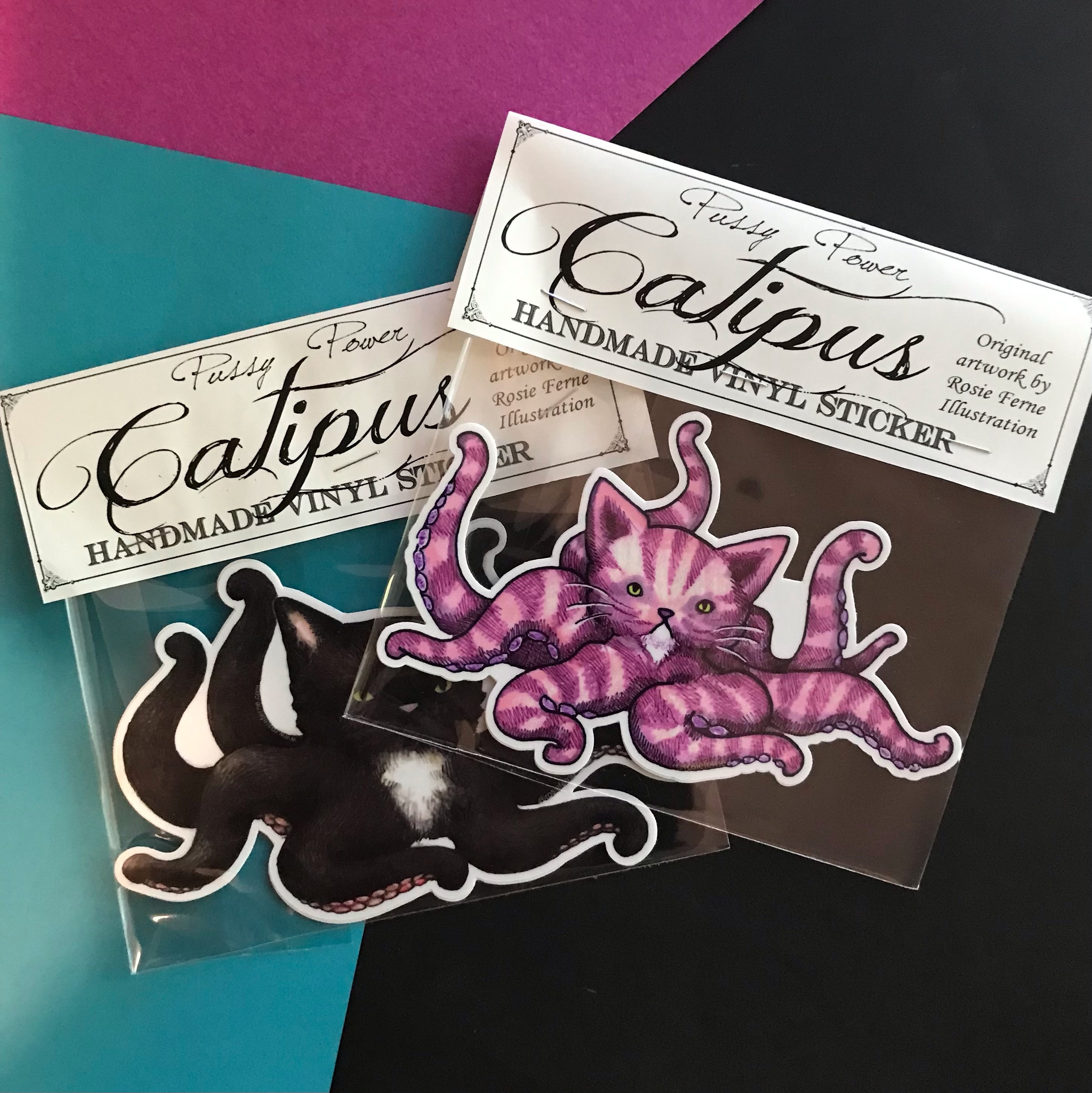 catipus sticker, laptop sticker, vinyl sticker, funny sticker,  water bottle sticker, octopus sticker, cat lover gift