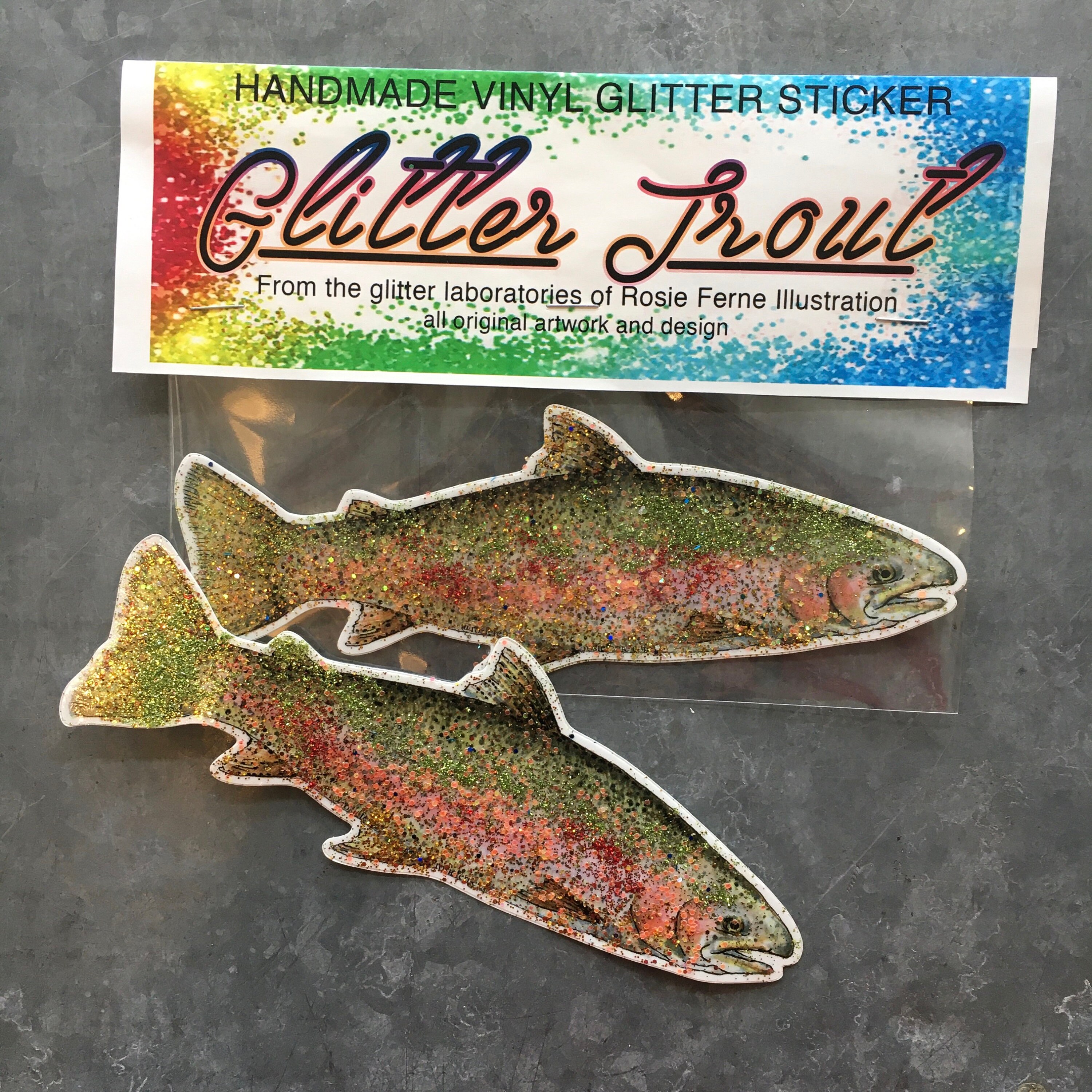 Glitter Trout Sticker Handmade Vinyl Glitter Sticker With Etsy UK