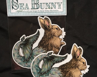 Sea Bunny Vinyl Sticker - Bunny Decal, Rabbit Decal, Easter Decal, Bunny Rabbit Sticker, Bunny Lover, Rabbit Lover