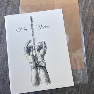 Ich bin deine Karte mit Bondage Handgelenken BDSM gefesselt freche Liebeskarte für Freund Freundin Ehemann Liebhaber valentine sexy Karten