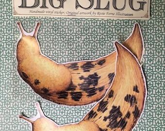 Big Slug Vinyl Sticker- giant 9" banana slug sticker, indoor or outdoor