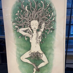 Medusa in the Bath art print, Greek myth witch woman mythology illustration original artwork by Rosie Ferne Edholm image 4