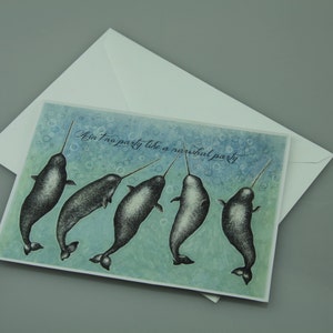 Narwhal Party birthday or multipurpose card, whimsical cute narwhal illustration image 4