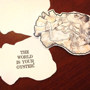 Carte The World Is Your Oyster - Carte en forme d'huître pour l'obtention du diplôme, des félicitations ou d'autres occasions