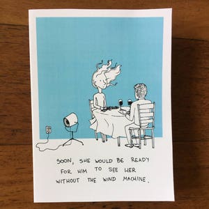 Cartão em branco engraçado da máquina de vento com ilustração de desenho animado de relacionamento