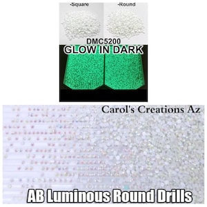 Diamond Painting Glow In The Dark Drills / Luminous Round Drills / Luminous Square Drills / Diamond Painting Accessories