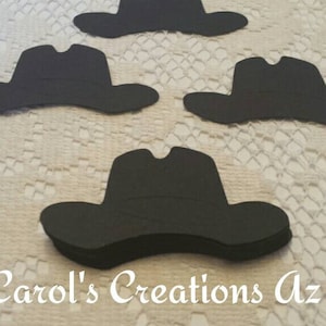 25 Black Cowboy Hats / Cowboy  Die Cuts / Black Cowboy Hat Die Cuts / Western Hat Die Cuts / Western Themed Embellishments / ANY COLOR