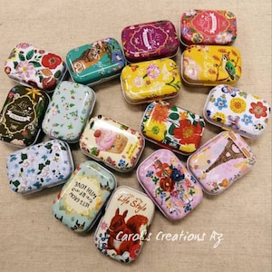 Diamond Painting Accessory Collector Tin/  Needle Holder / Pill Tin / Small Storage Tin / Wax Holder / Sewing Notion Holder / Bright Tins