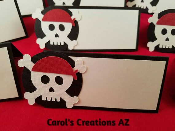 12 Pirate Place Cards / Skull and Cross Bones Place Cards / | Etsy