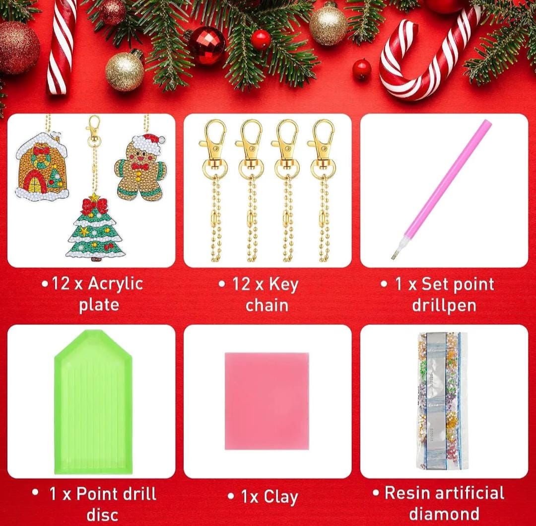 Kit DIY Diamant Peinture Père Noël - Pendentif à Strass 5D Avec Chaîne, Décoration Noël à Coller - Activité Manuelle, Débutants, Cadeau
