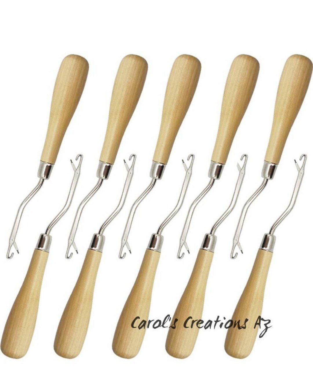 Latch Hook Tool / Bent Latch Hook Tool / Wooden Handle Latch Etsy