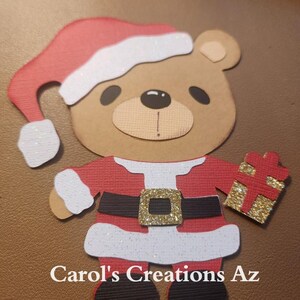 Teddy Bear Santa Die Cut / Santa Bear Die Cut / Scrapbooking / Card Making / Christmas Die Cut