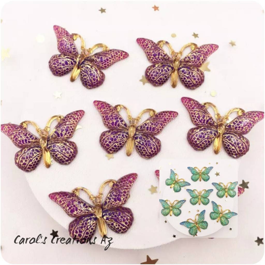 Violet Butterfly Handmade Resin Large Diamond Painting Tray + Cover Minder  Set