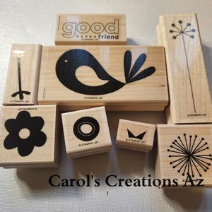 Stampin Up Craft Stamp Set/ Good Friend / Set of 8 Wood Stamps / Craft Supplies / Rubber Stamps / Scrapbooking / Card Making