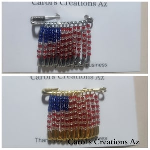 US Flag Pins / Beaded Flag Pins / Patriotic Flag Pins / Handcrafted Seed Bead Flag Pins / Veterans Flag Pins / Memorial Day Pins