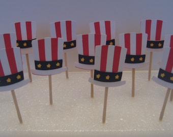 4th of July Party Picks 12 / 4th of July CupCake Toppers / 4th of July Cake Decorations /  July 4th Party Picks / Independence Day Picks