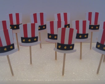 4th of July Party Picks 12 / 4th of July CupCake Toppers / 4th of July Cake Decorations /  July 4th Party Picks / Independence Day Picks