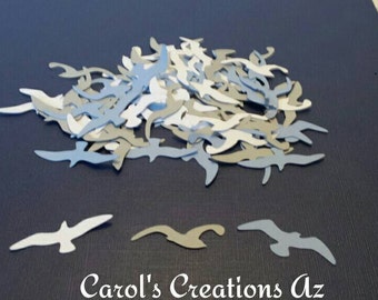 100 Seagull Confetti / Seagull Die Cuts / Beach Theme Confetti / Beach Wedding Confetti / Bird Confetti / Beach Scrapbook Die Cut  ANY COLOR