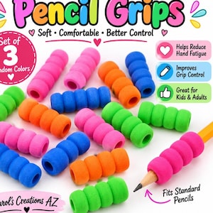 Diamond Painting Accessories  / 3 Pencil Grips / Foam Pencil Grips / Pencil Accessories / 3 Foam Pen Grips