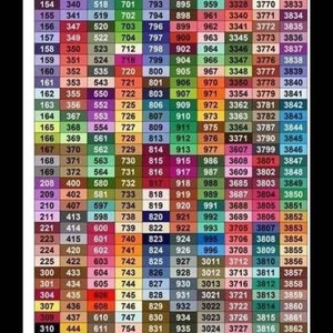 May include: A color chart with a variety of colors, including white, black, red, blue, green, yellow, and brown. The chart is numbered with corresponding color names and numbers. The chart is a useful tool for artists, crafters, and designers.