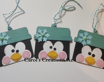 Penguin Christmas Tags / 3 Christmas Tags / Gift Tags / Penguin Gift Tags / Holiday Gift Tags