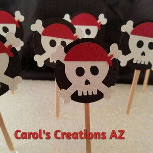 12 Pirate Cupcake Toppers / Pirate Party / Pirate Celebration / Pirate Birthday / Pirate Picks / ANY COLOR image 1