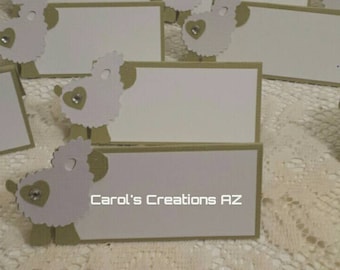12 Lamb Place Cards/ Baby Shower Lamb Tent Tags/ Sheep Place Cards/ Sheep Tent Tags/ Baby Lamb Place Cards / ANY COLOR