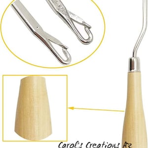 Latch Hook Tool / Bent Latch Hook Tool / Wooden Handle Latch Hook Tool / Craft Latch Hook