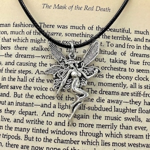 Fairy Pendant on Vegan Leather Cord / Wiccan Gift for Her / Faerie Necklace / Pagan Witch Jewelry / Viking Renaissance Costume / Fae Fantasy
