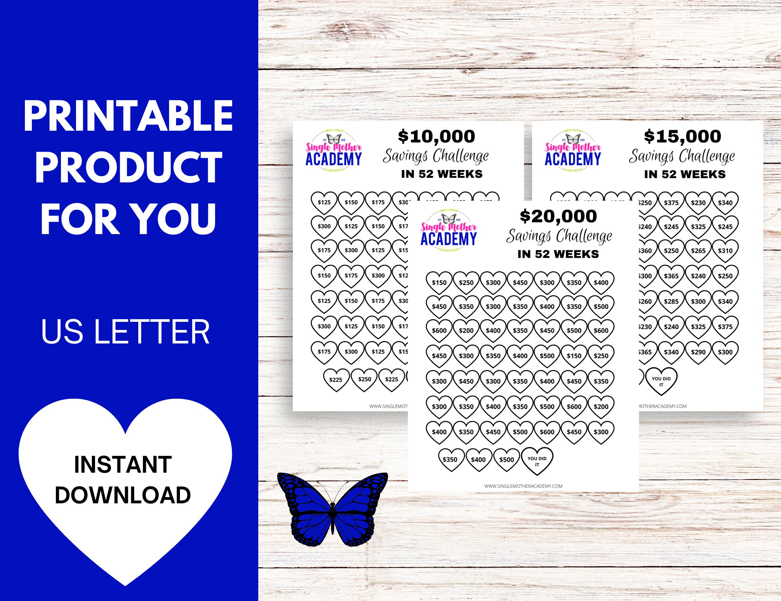 Single Mom Money Saving Challenge, Savings Tracker Printables, Savings ...