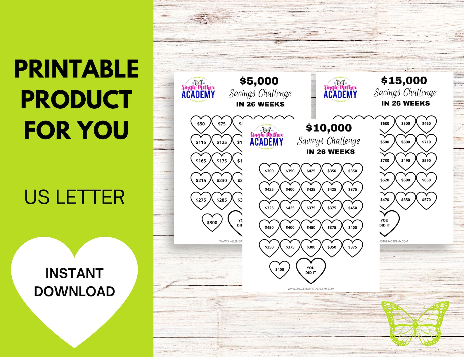 Single Mom Money Saving Challenge, Savings Tracker Printables, Savings ...