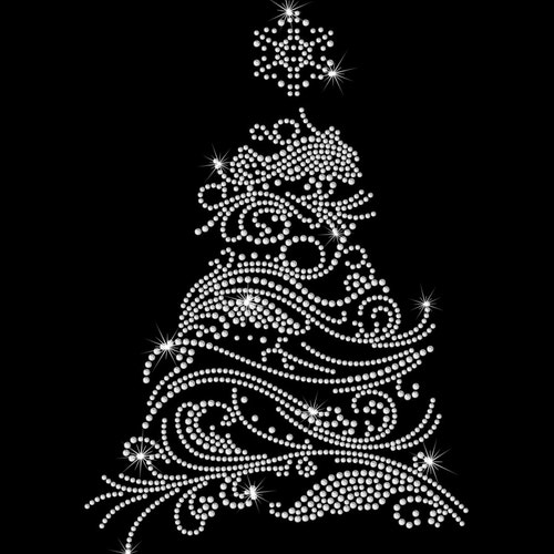 X-Mas Tree Rhinestone Transfer Iron On Christmas Tree Christmas Tree Appliqué 