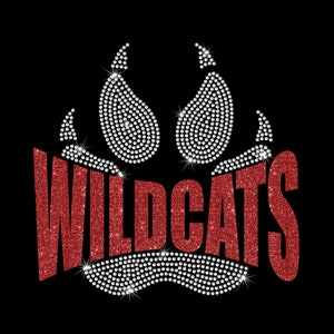 Custom Team Name Glitter Vinyl And Rhinestone Cougar Lion Wolf Tiger Paw Heat T-Shirt Transfer