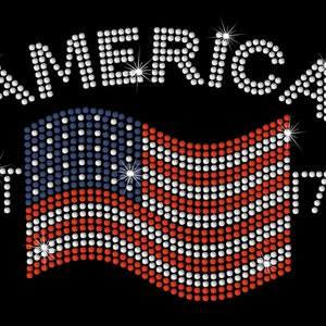Rhinestone Iron On Transfer Weimaraner USA American Flag Bling Sparkle Applique Crystal Bling Design Make Your Own Shirt DIY!
