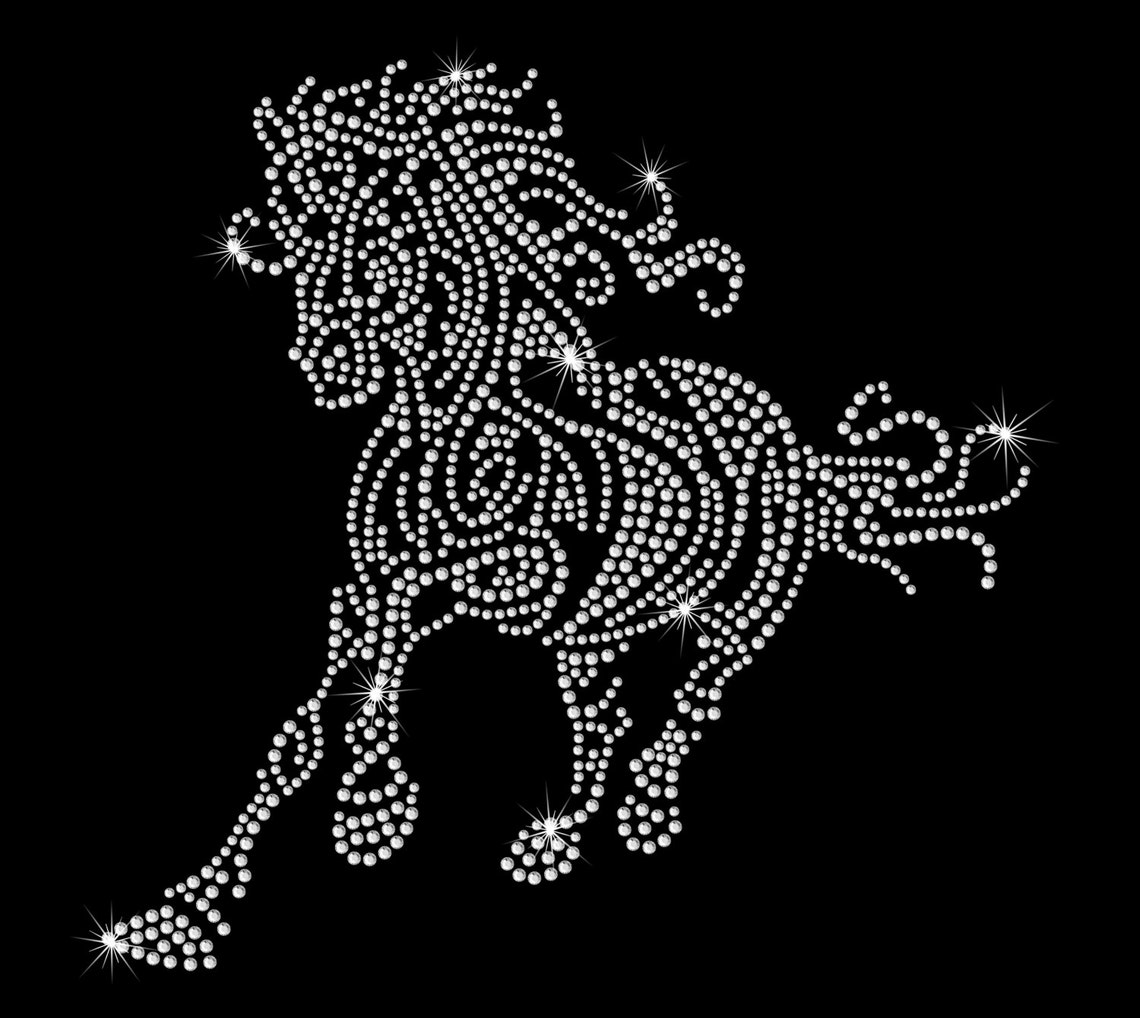 Horse Large Hotfix Rhinestone Bling Iron on Heat Transfer Etsy