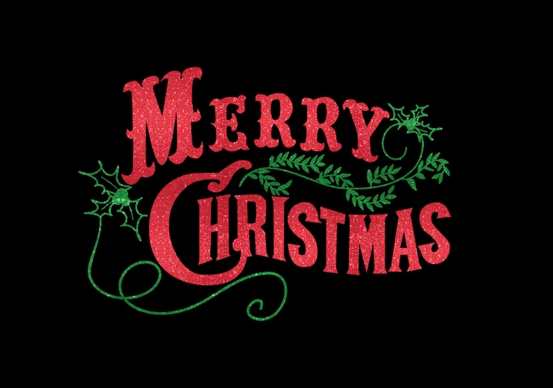 Merry Christmas Iron on Vinyl or Glitter Vinyl Holidays Heat Etsy