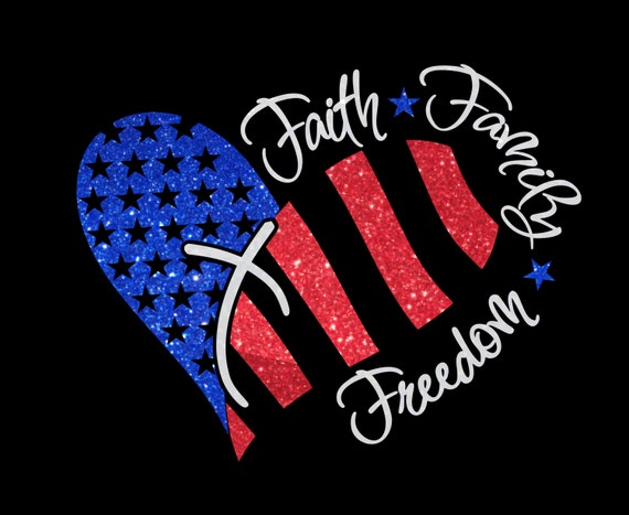 Download Faith Family Freedom American Flag Heart Love USA Custom ...
