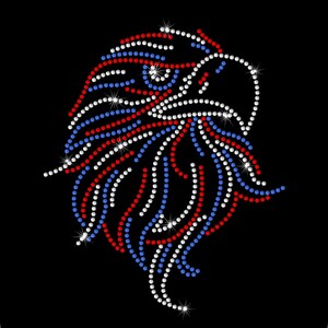 American Eagle EE. UU. Estados Unidos Bandera estadounidense 4 de julio Rhinestone Bling Heat Iron On Transferencia de camiseta