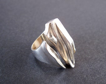 LAPPONIA Silver &#39;Erosion&#39; Ring - Sterling Silver Ring Designed by Bjorn Weckström for Lapponia of Finland 1975