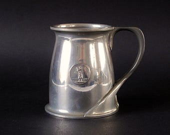 TUDRIC for LIBERTY Pewter Tankard with Glass Bottom, Designed by Oliver Baker 1902
