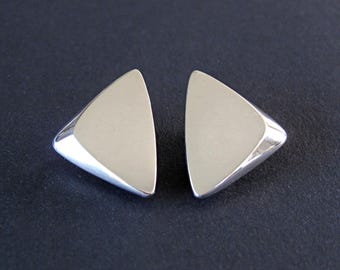 HANS HANSEN Silver Clip-on Earrings #440 - Danish Modernist Silver Earclips Designed by Bent Gabrielsen for Hans Hansen of Denmark