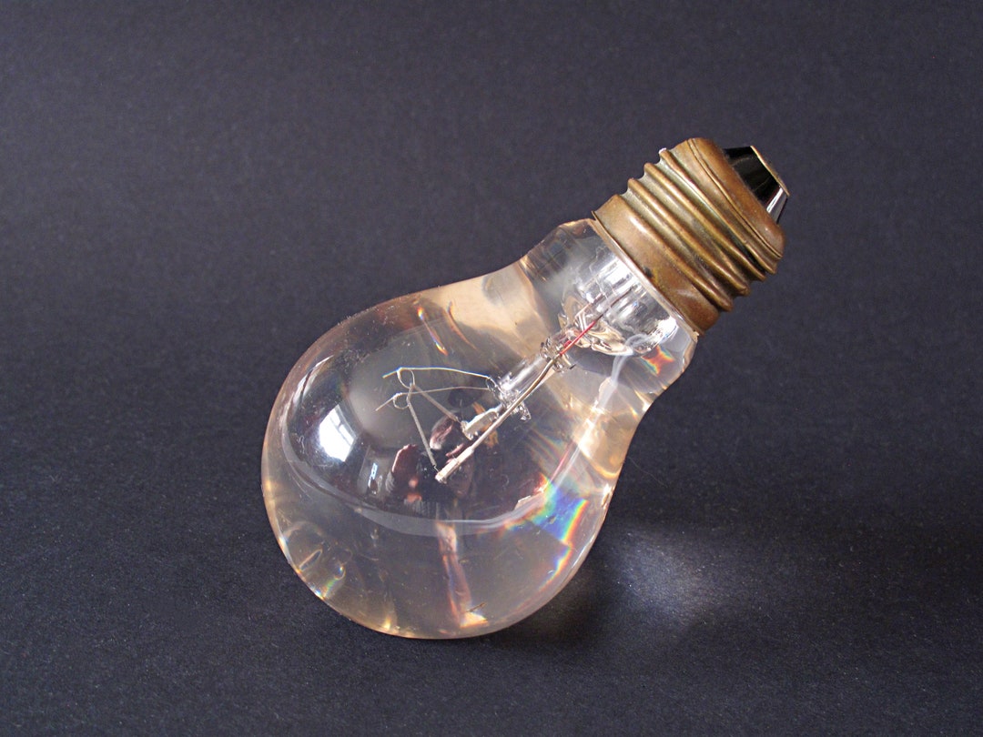 Lucite Light Bulb Paperweight Pop Art Table Sculpture Etsy