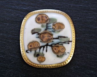 ROYAL COPENHAGEN Porcelain Pendant - 925s Silver Gilt and Porcelain Pendant by Royal Copenhagen of Denmark, Nils Thorsson