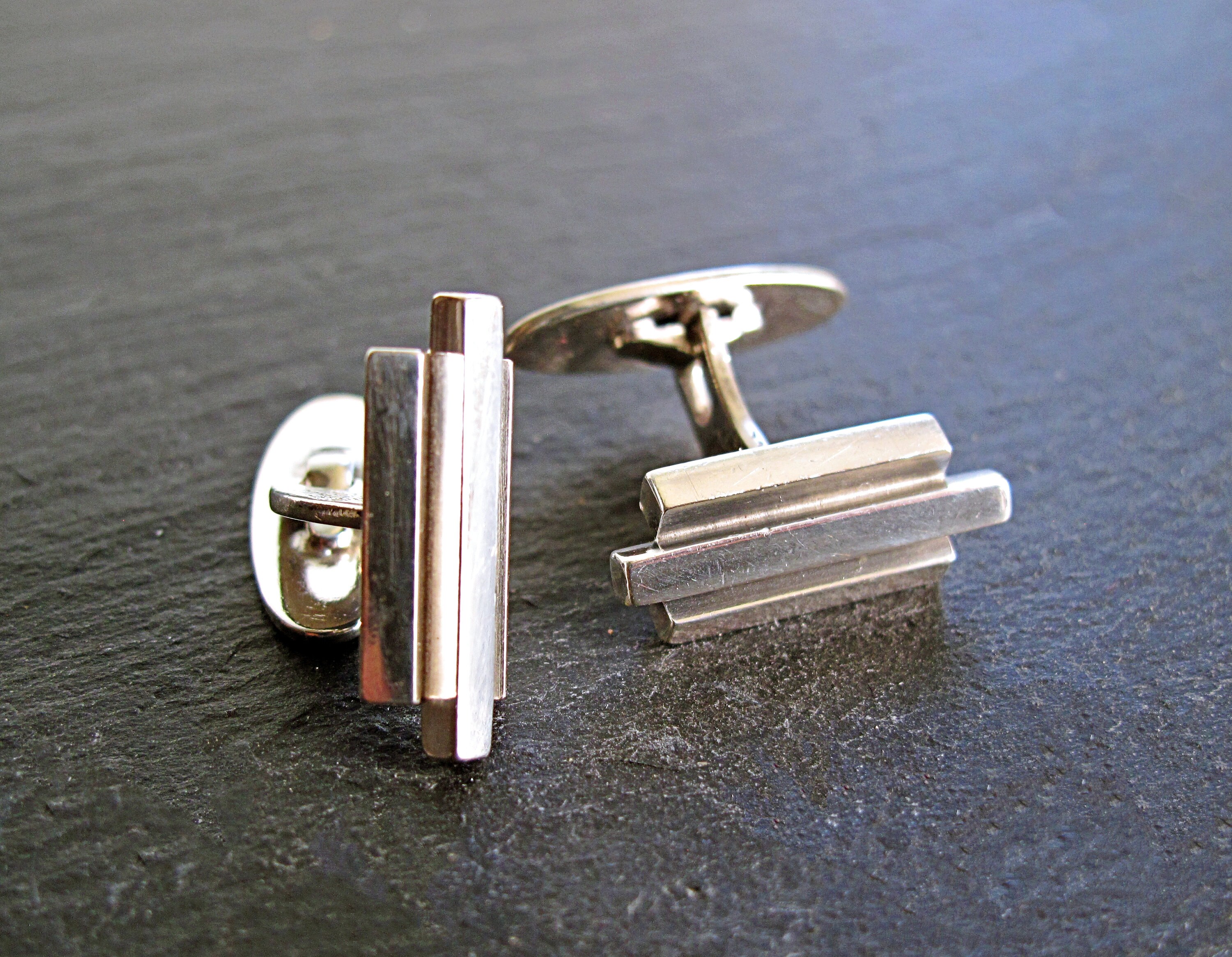 Boutons De Manchette Vintage Nils Erik - Argent Sterling 925, Design Moderniste Danois