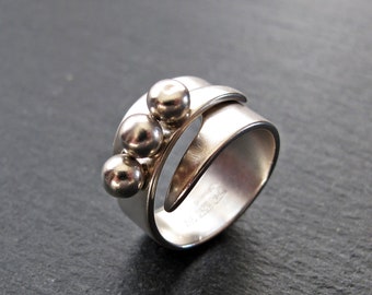 DAVID ANDERSEN Silver Ring - Modernist Silver Wrap Style Ring by David Andersen of Norway