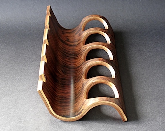 JEAN GILLON Multiple Pipe Rest or Stand - Jacaranda Veneered Bent-ply Multi Pipe Stand by Italma Wood Art of Brazil Designed by Jean Gillon