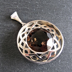 Kultaseppä Salovaara Silver Pendant with Smoky Crystal –  Sterling Silver and  Crystal Pendant - Finnish Finland Design
